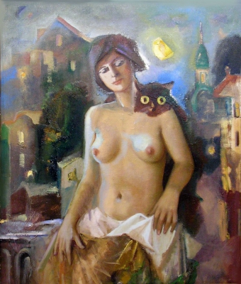 Женщина с котом 